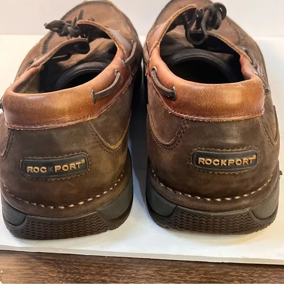 rRockport brown leather/oiled  boat shoes size 15