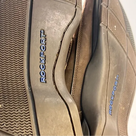 rRockport brown leather/oiled  boat shoes size 15