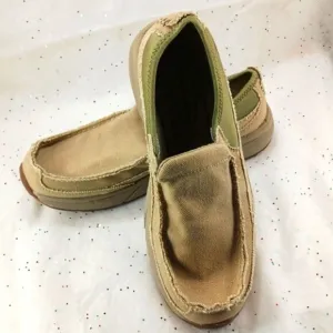 Rugged Shark- Pacifico Stretch Gore Slip-On Boat Shoe Loafer Men's 11 Tan Canvas