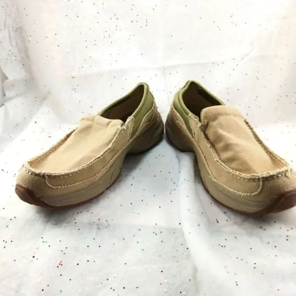 Rugged Shark- Pacifico Stretch Gore Slip-On Boat Shoe Loafer Men's 11 Tan Canvas