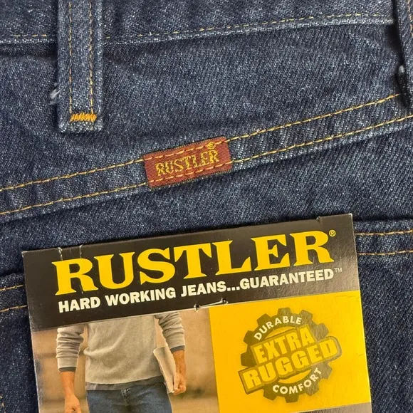 Rustler Regular Fit Jeans Straight Leg Heavyweight Denim Blue 36x36 NWT