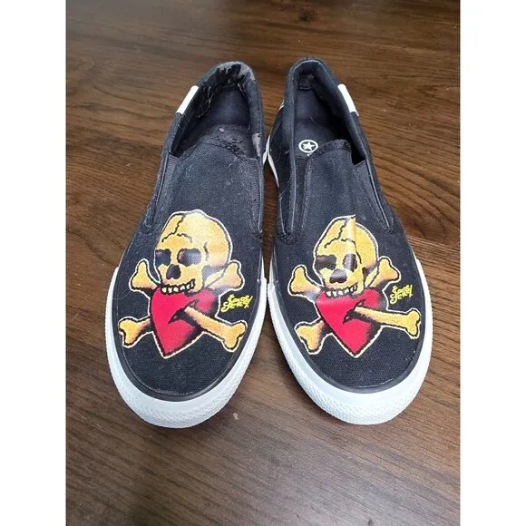 Sailor Jerry X Converse Slip-On Shoes With Skull &amp; Crossbones Design
