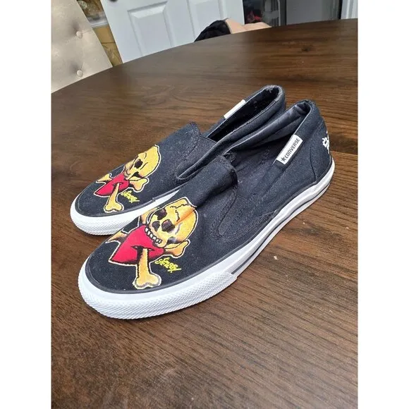 Sailor Jerry X Converse Slip-On Shoes With Skull &amp; Crossbones Design