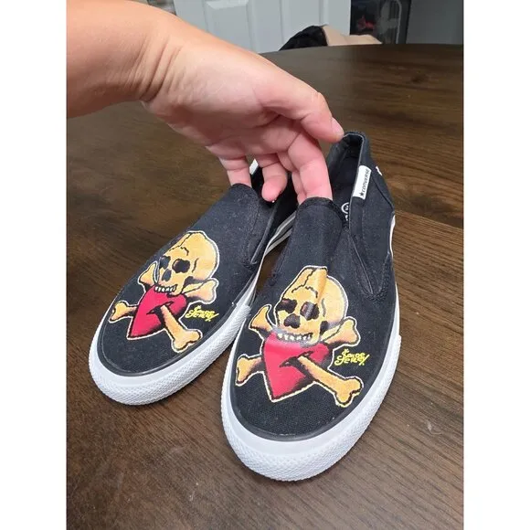 Sailor Jerry X Converse Slip-On Shoes With Skull &amp; Crossbones Design