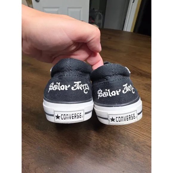 Sailor Jerry X Converse Slip-On Shoes With Skull &amp; Crossbones Design