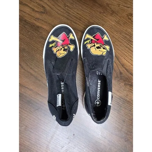 Sailor Jerry X Converse Slip-On Shoes With Skull &amp; Crossbones Design