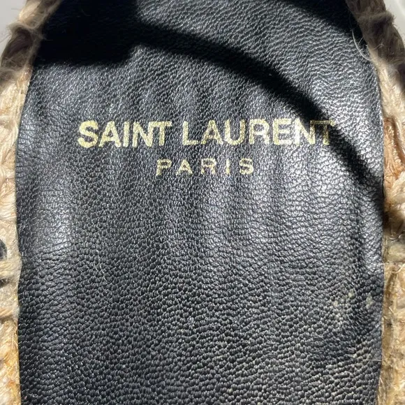 Saint Laurent Black Floral Espadrille Wedges