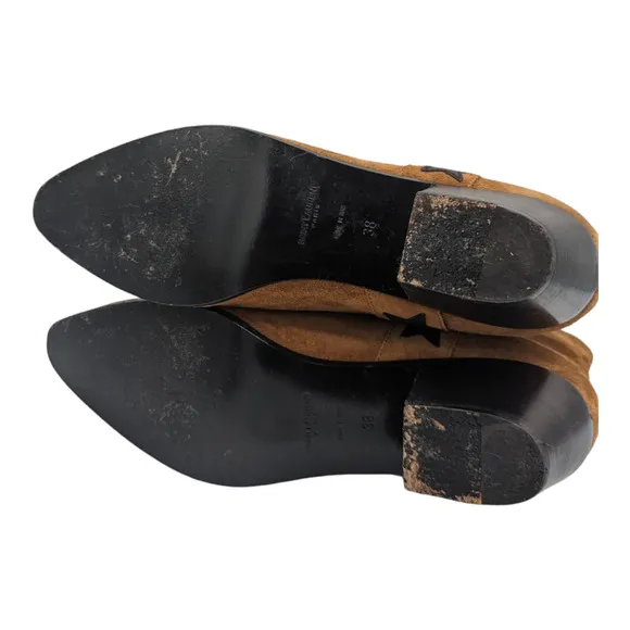 Saint Laurent YSL Rock Star 40 Tan Suede Ankle Western Black Star 38 US Size 8