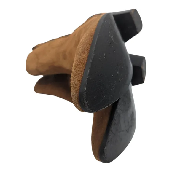 Saint Laurent YSL Rock Star 40 Tan Suede Ankle Western Black Star 38 US Size 8