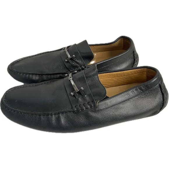 Saks Fifth Avenue Black Label Leather Moc Slip On Driving Loafer SZ 11 Old Money