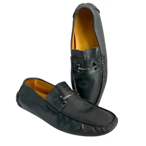 Saks Fifth Avenue Black Label Leather Moc Slip On Driving Loafer SZ 11 Old Money