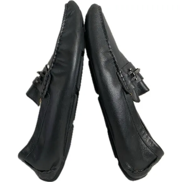Saks Fifth Avenue Black Label Leather Moc Slip On Driving Loafer SZ 11 Old Money