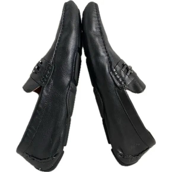 Saks Fifth Avenue Black Label Leather Moc Slip On Driving Loafer SZ 11 Old Money