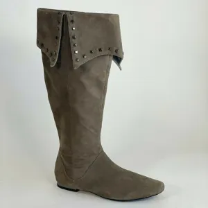 Saks Fifth Avenue Women Over the Knee Flat Riding Boots Brown 7.5M Suede Leather