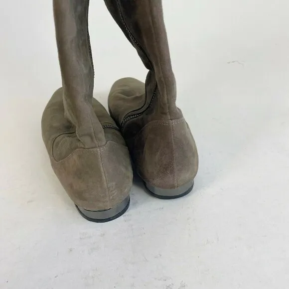 Saks Fifth Avenue Women Over the Knee Flat Riding Boots Brown 7.5M Suede Leather