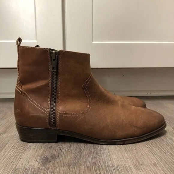 Saks Fifth Avenue Women's Size 8 Paris Booties Tan Leather Short Ankle Boots