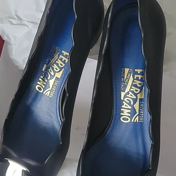 Salvatore Ferragamo Black Leather Flats