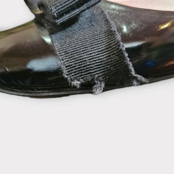 Salvatore Ferragamo Black Patent Leather Bow Ballet Flats
