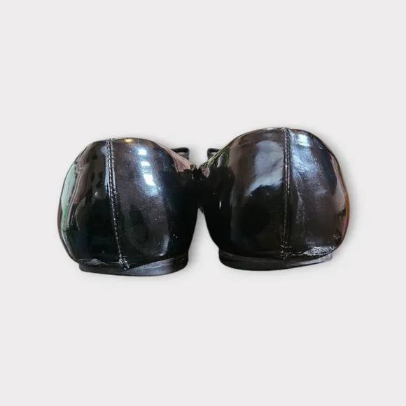 Salvatore Ferragamo Black Patent Leather Bow Ballet Flats