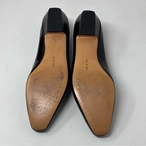 Salvatore Ferragamo Black Patent Leather Globe Flats Size 8AA