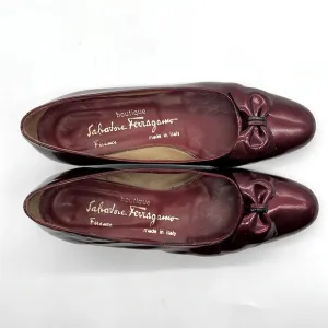 Salvatore Ferragamo Boutique Ruby Red Patent Leather Flats with Bows Size 6