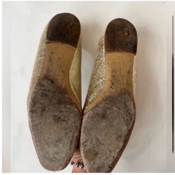 Salvatore Ferragamo Gold Bow Leather Flats Size 8
