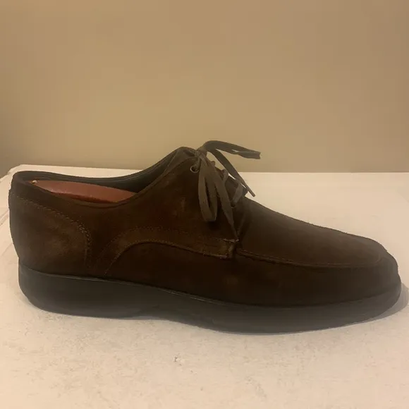 Salvatore Ferragamo Men's Brown Suede Leather Lace Up Loafers Moccasins Size 9.5
