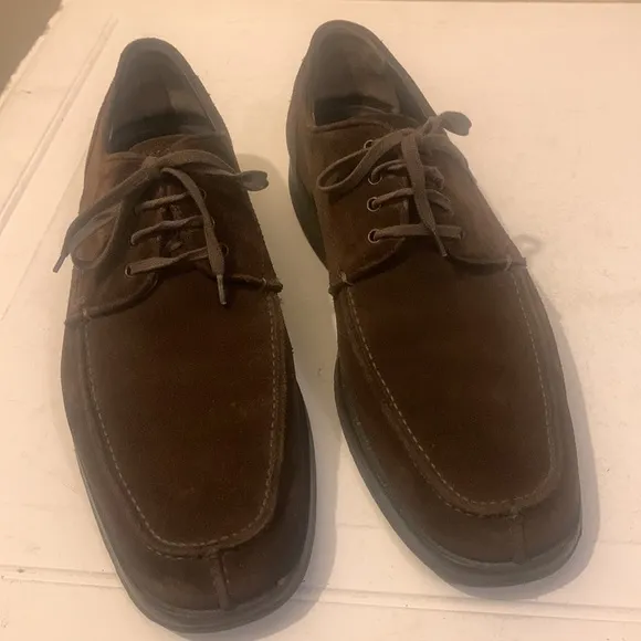Salvatore Ferragamo Men's Brown Suede Leather Lace Up Loafers Moccasins Size 9.5