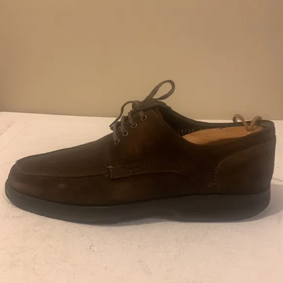 Salvatore Ferragamo Men's Brown Suede Leather Lace Up Loafers Moccasins Size 9.5