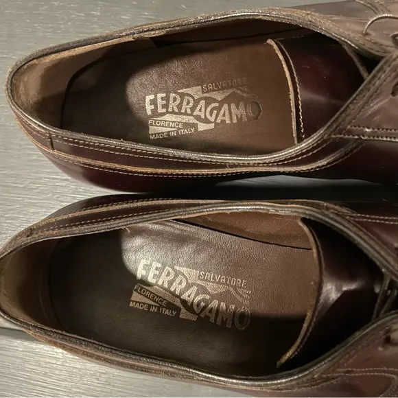 SALVATORE FERRAGAMO Men's Lanier Lace-Up Derby Shoes - Brown Size 10.5