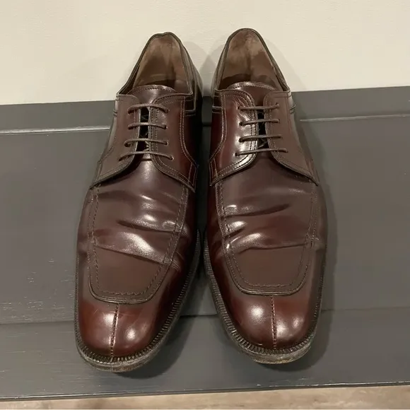 SALVATORE FERRAGAMO Men's Lanier Lace-Up Derby Shoes - Brown Size 10.5