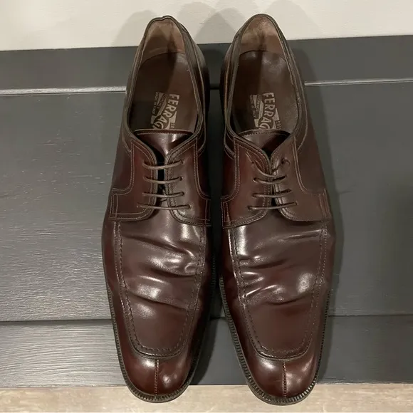 SALVATORE FERRAGAMO Men's Lanier Lace-Up Derby Shoes - Brown Size 10.5