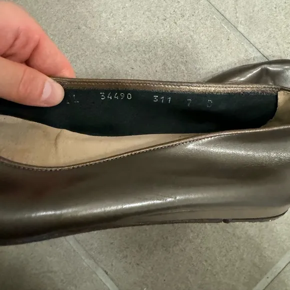 Salvatore Ferragamo Metallic Brown Leather Flats