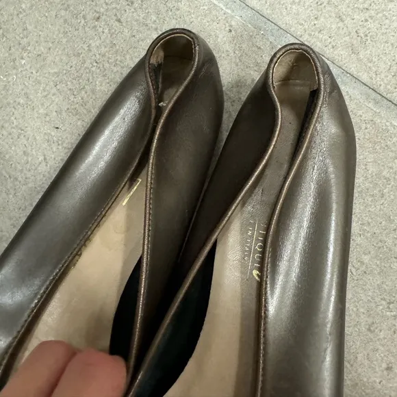 Salvatore Ferragamo Metallic Brown Leather Flats