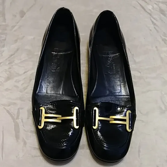 Salvatore Ferragamo Patent Leather Gold Flats