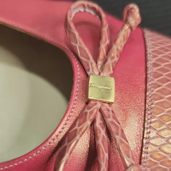 Salvatore Ferragamo Pink Leather Ballet Flats