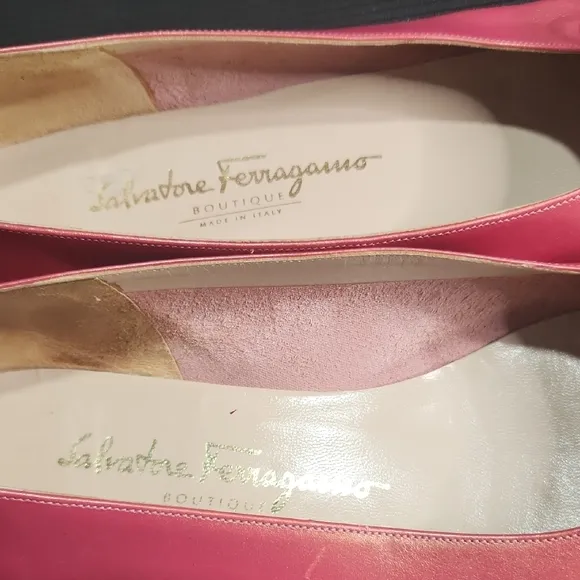 Salvatore Ferragamo Pink Leather Ballet Flats