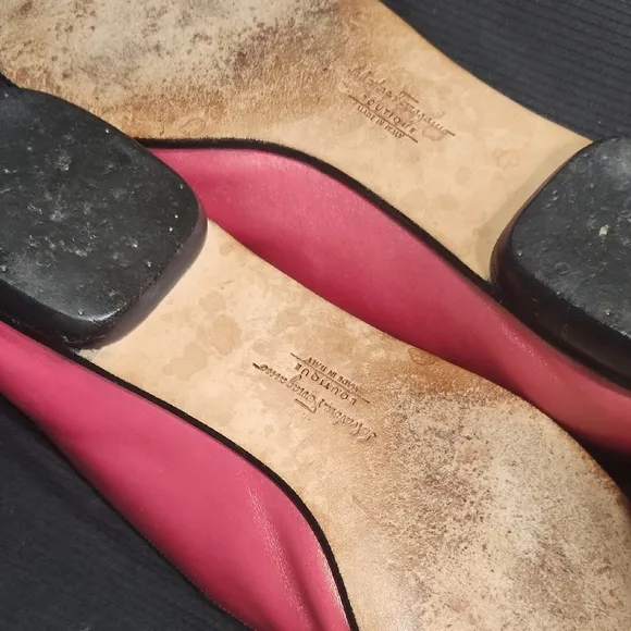 Salvatore Ferragamo Pink Leather Ballet Flats