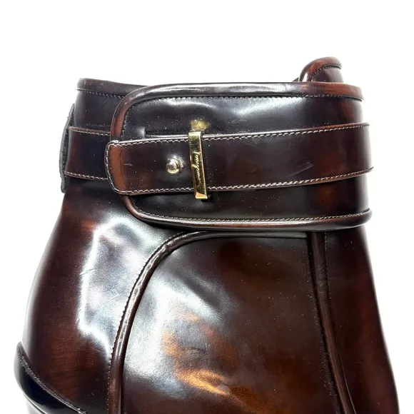 Salvatore Ferragamo Romy Patent Leather Heeled Boots | 10