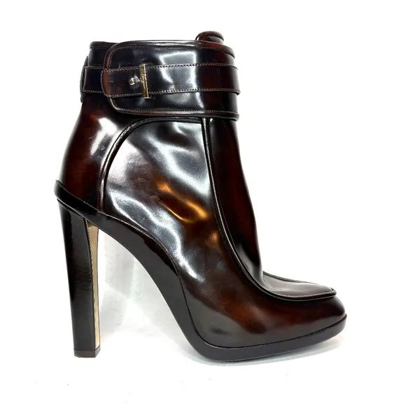 Salvatore Ferragamo Romy Patent Leather Heeled Boots | 10
