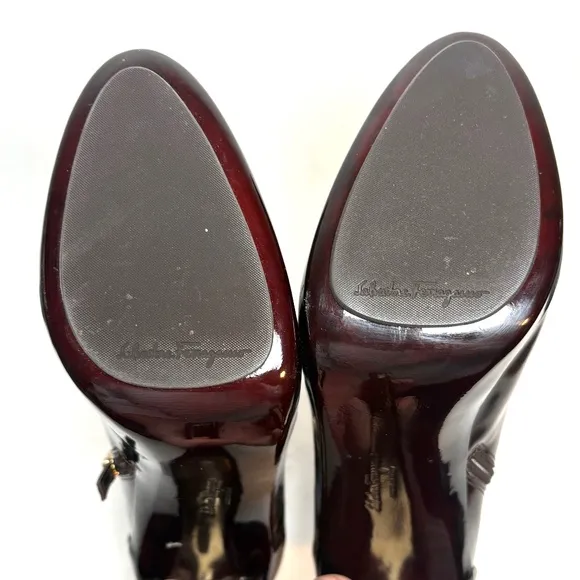 Salvatore Ferragamo Romy Patent Leather Heeled Boots | 10