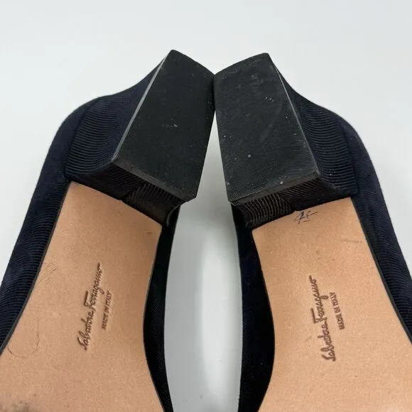 Salvatore Ferragamo Shoes Womens 6.5 B Blue Textured Suede Pumps Heels Italy