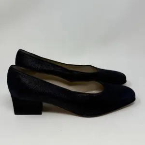Salvatore Ferragamo Shoes Womens 6.5 B Blue Textured Suede Pumps Heels Italy