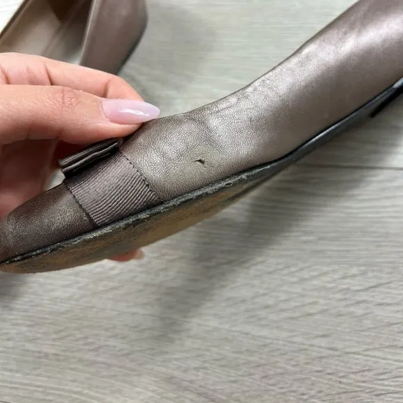Salvatore Ferragamo Varina Bronze Logo Ballet Flats