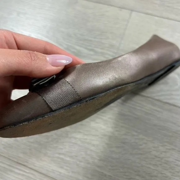 Salvatore Ferragamo Varina Bronze Logo Ballet Flats
