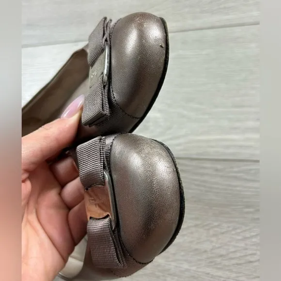Salvatore Ferragamo Varina Bronze Logo Ballet Flats