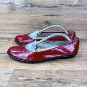 Salvatore Ferragamo Women Flats size 7 Red Patent Leather and Leather B64