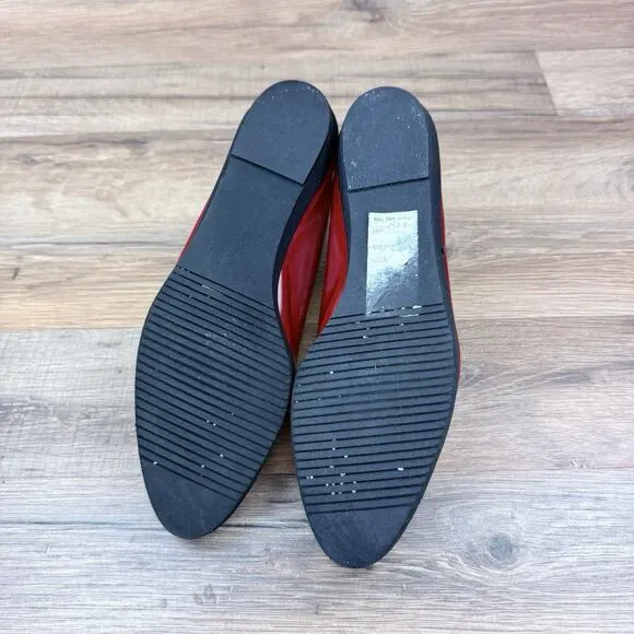 Salvatore Ferragamo Women Flats size 7 Red Patent Leather and Leather B64