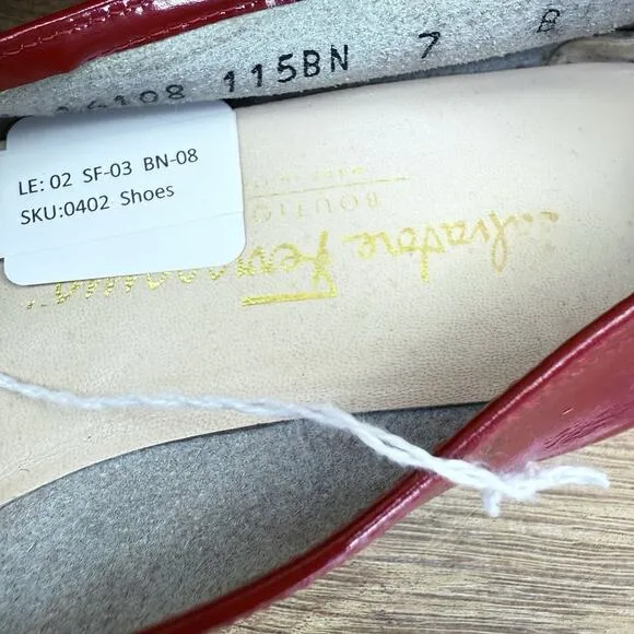 Salvatore Ferragamo Women Flats size 7 Red Patent Leather and Leather B64
