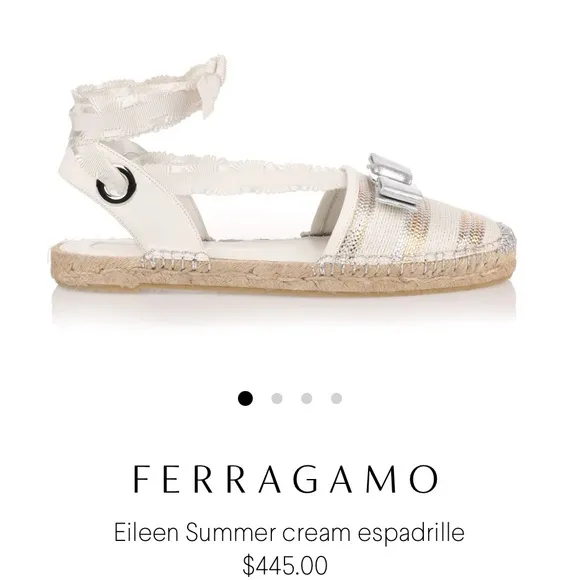 Salvatore Ferragamo Women's Cream and Silver Flats